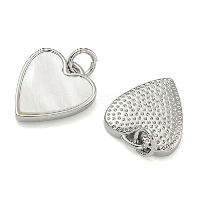 Natural Shell Pendants Brass Heart Charms KK-D229-17P-1