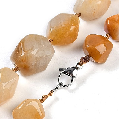 Natural Topaz Jade Nuggets Beaded Necklaces for Women Men NJEW-K388-01I-1