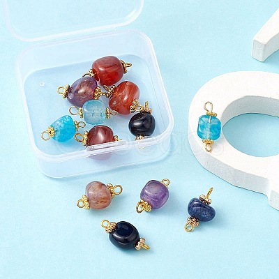 12Pcs 4 Colors Natural Agate Dyed Beads Connector Charms FIND-YW0003-73-1