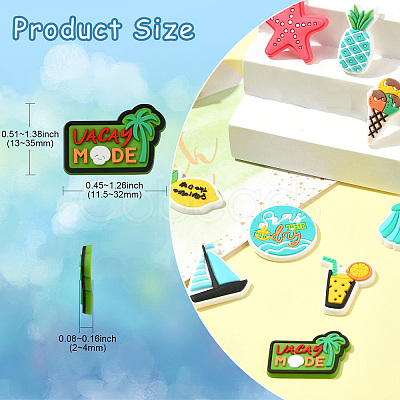 56Pcs 56 Styles Summer Theme PVC Cabochons KY-CJ0002-10-1