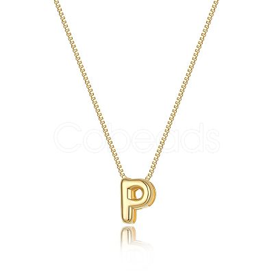 Brass Initial Pendant Box Chain Necklaces for Women FS-WG5C822-16-1