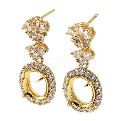 Rack Plating Brass with Cubic Zirconia Stud Earrings Finding KK-Z085-06G-1
