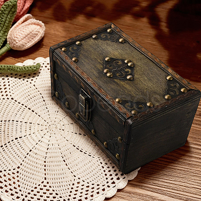 Vintage Wood Jewelry Treasure Chest CON-WH20002-17-1