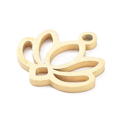 304 Stainless Steel Flower Lotus Charms X-STAS-Z054-02G-1