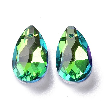 Faceted Teardrop Glass Pendants GLAA-O008-AM-1