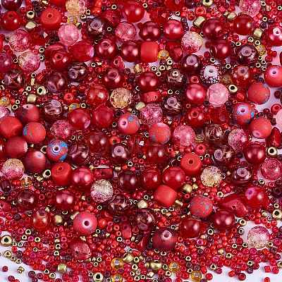 2 Bag Glass Round Beads Set JX547D-1