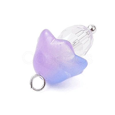 Mushroom Transparent Glass Pendants PALLOY-JF03654-02-1