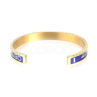 304 Stainless Steel Cuff Bangles BJEW-Q684-05G-1