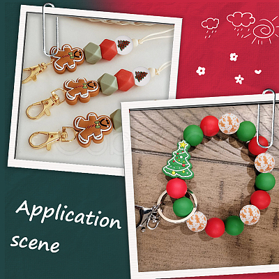 30Pcs 3 Styles Round with Christmas Theme Pattern Silicone Focal Beads SIL-SC0002-97A-1