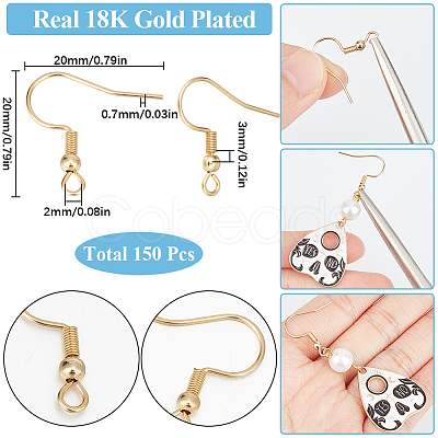 150Pcs 304 Stainless Steel Earring Hooks STAS-SC0008-22-1