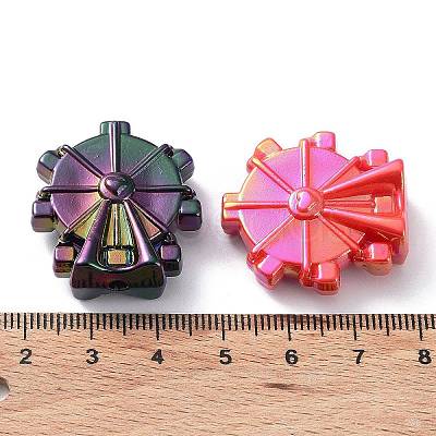 UV Plating Rainbow Iridescent Acrylic Beads OACR-A029-15-1