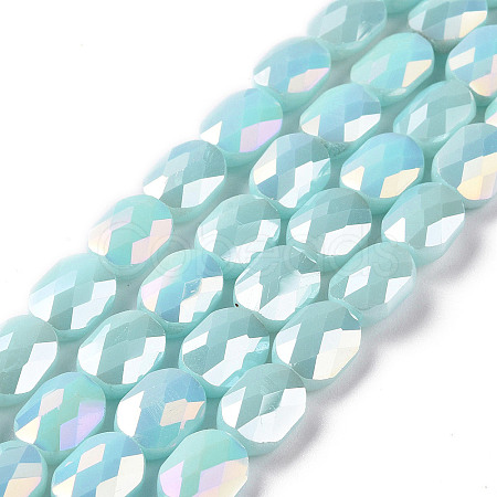 Faceted Electroplated Glass Beads Strands GLAA-G092-D05-1