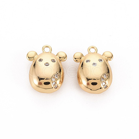 Brass Micro Pave Clear Cubic Zirconia Charms KK-S356-454-NF-1