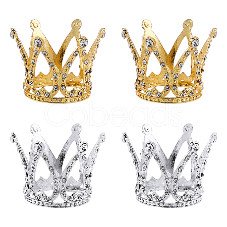 Olycraft 4Pcs 2 Colors Crown Alloy Display Ornaments FIND-OC0001-39-1