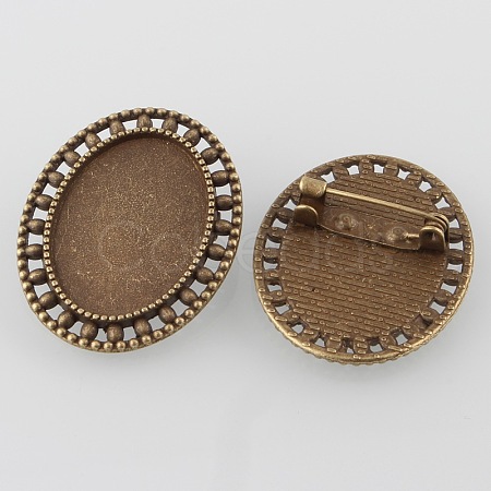 Vintage Alloy Brooch Cabochon Bezel Settings X-PALLOY-O038-33AB-NF-1