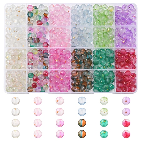 552Pcs 11 Colors Frosted Baking Paint Glass Beads DGLA-FS0001-14-1