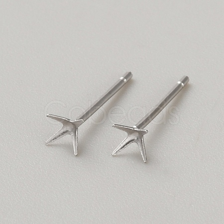Rhomdium Plated 925 Sterling Silver Stud Earring Findings LS-STER-WH0009-15A-P-1