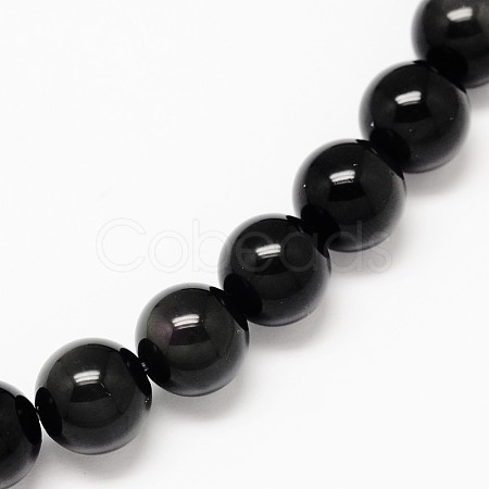 Grade AA Natural Obsidian Round Beads Strands X-G-L275-03-12mm-1