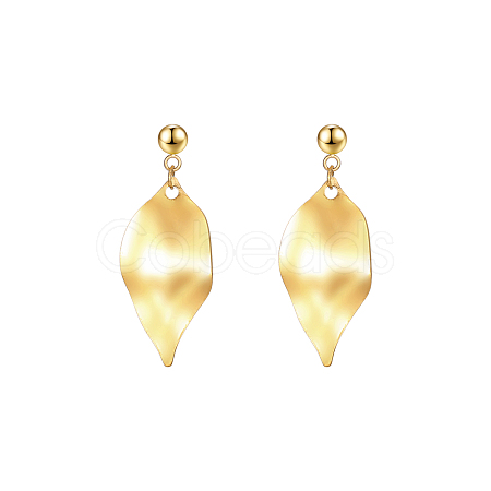304 Stainless Steel Leaf Dangle Stud Earrings for Women NQ9483-1-1