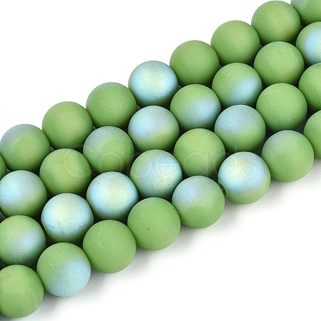 Frosted Opaque Glass Beads Strands GLAA-T032-P10mm-MBB06-1