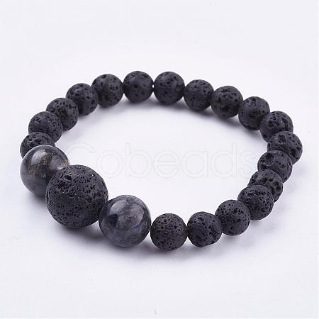 Natural Larvikite Stretch Bracelets BJEW-JB03159-01-1