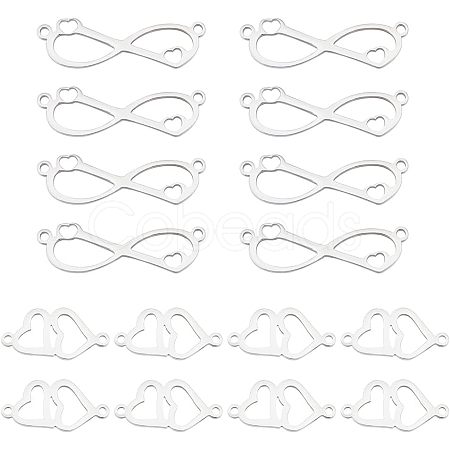20Pcs 2 Styles 201 Stainless Steel Connector Charms FIND-HY0001-18-1