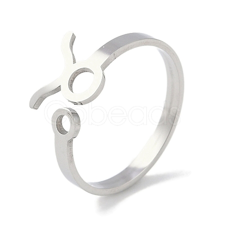 Non-Tarnish Constellations 304 Stainless Steel Open Cuff Ring for Women RJEW-L122-001P-06-1