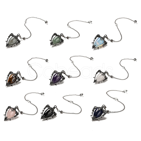 Mixed Gemstone Triangle Dowsing Pendulum Pendants G-G022-01AS-1