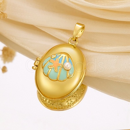 Brass Enamel Locket Pendants X-KK-F912-06G-1