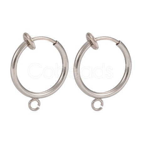 316 Surgical Stainless Steel Clip-on Hoop Earrings X-STAS-S101-15mm-01P-1