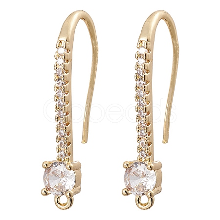 Brass Micro Pave Clear Cubic Zirconia Earring Hooks ZIRC-YW0001-03G-1