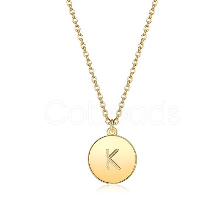 Brass Initial Pendant Necklace NJEW-BB35341-K-1