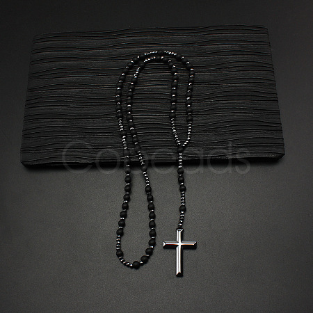 Black Labradorite & Black Hematite Pendant Necklaces PW-WG39403-01-1