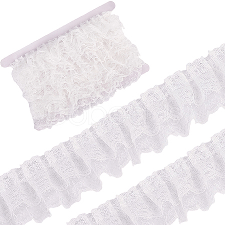 10M Double Layer Polyester Flower Lace Trim Ribbon OCOR-GF0004-58A-1
