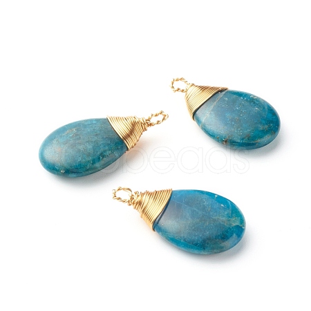 Natural Apatite Pendants PALLOY-JF00878-1