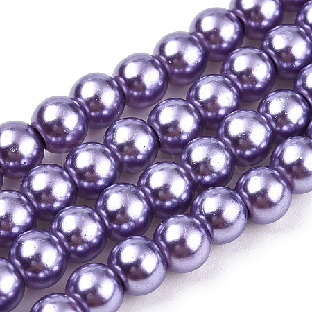 Baking Painted Pearlized Glass Pearl Round Bead Strands HY-Q003-6mm-27A-1