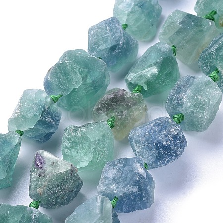 Natural Gemstone Fluorite Rough Nuggets Bead Strands G-E219-08A-1