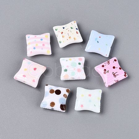 Printed Opaque Acrylic Beads OACR-Q199-02-1