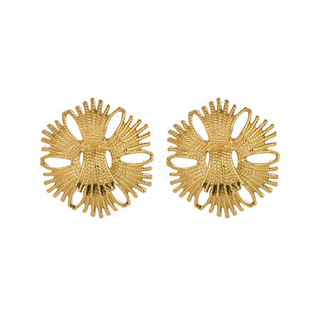 304 Stainless Steel Flower Stud Earrings for Women SA-OY003-35G-1