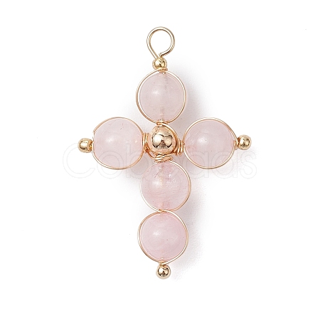 Natural Rose Quartz Pendants PALLOY-JF02885-03-1