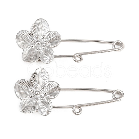 Peach Blossom 304 Stainless Steel Safety Pins Brooch Findings SA-CBA098D-14B-P01-1