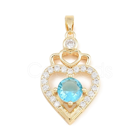 Valentine's Day Brass Micro Pave Cubic Zirconia Pendants KK-T086-01E-1