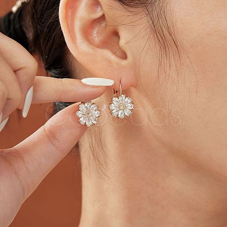 Brass Flower Hoop Earrings JJ3056-5-1