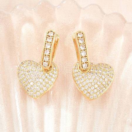 Brass Micro Pave Clear Cubic Zirconia Hoop Dangle Earrings EJEW-G471-30D-G-1