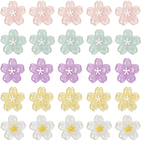 40pcs Sakura Series Opaque Resin Cabochons CRES-SP0001-17-1
