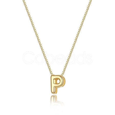 Brass Initial Pendant Box Chain Necklaces for Women FS-WG5C822-16-1