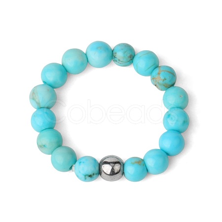 4MM Round Natural Turquoise Beaded Stretch Rings VM0712-1-1