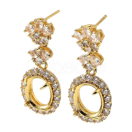 Rack Plating Brass with Cubic Zirconia Stud Earrings Finding KK-Z085-06G-1