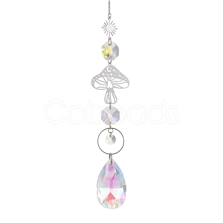 Glass & 201 Stainless Steel Suncatchers HJEW-JM01897-1