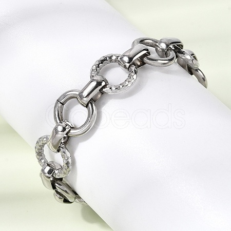 304 Stainless Steel Link Chain Bracelets for Women BJEW-P388-02B-P-1